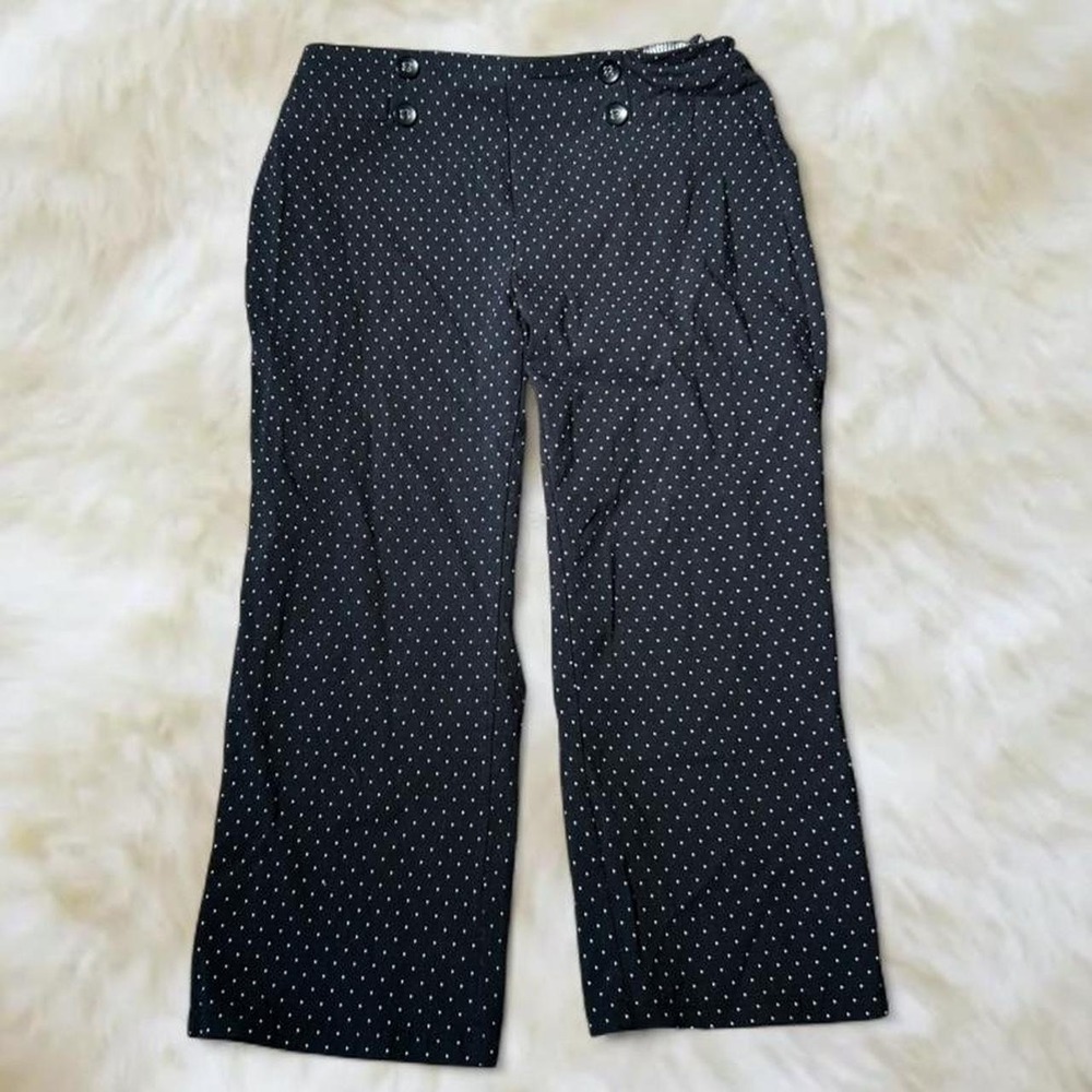 89th + Madison Black Polka Dot Capri Pants Y2K Office Chic Small